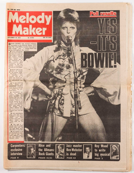 DAVID BOWIE Kansai Yamamoto ALICE COOPER Melody Maker September 1973 ART BLAKEY