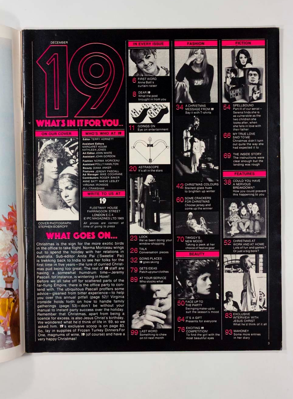 TWIGGY Ossie Clark MR FREEDOM Patchwork 19 MAGAZINE December 1969 Graphic TSHIRT