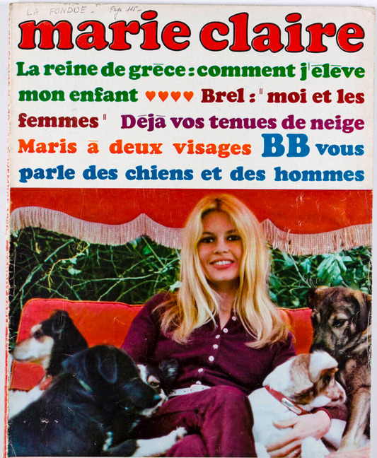 BRIGITTE BARDOT INTERVIEW Mireille Darc SKI WEAR French Marie Claire magazine