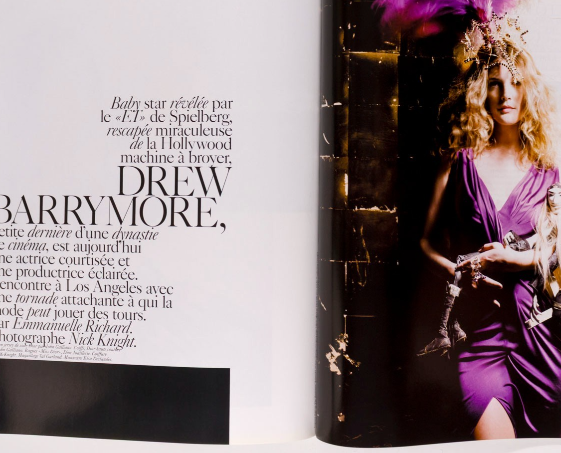Paris Vogue guest edited by John Galliano DREW BARRYMORE Cat Power 2006 December