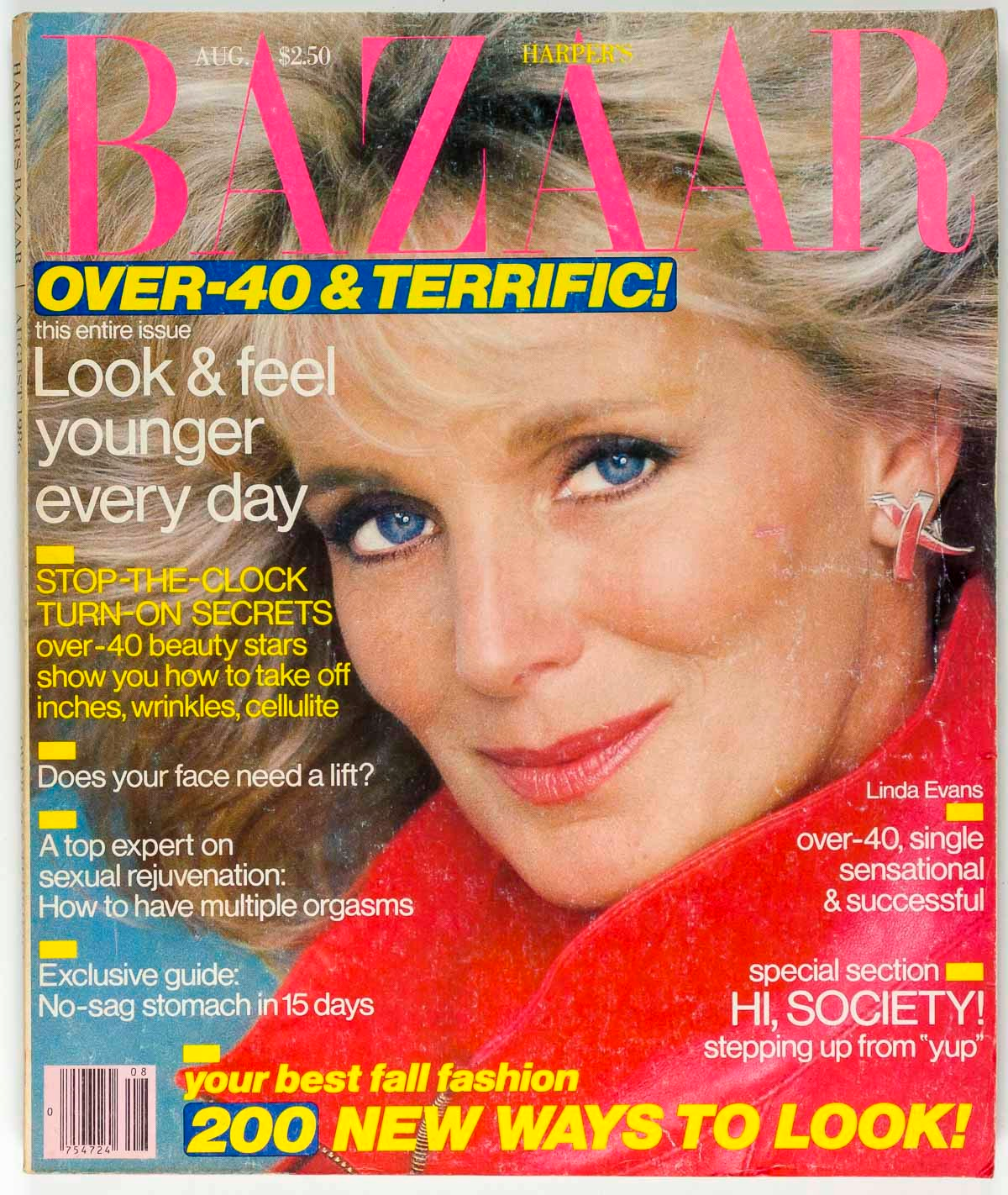 LINDA EVANS Ali MacGraw JOAN COLLINS US Harper's 1986 August JACQUELINE DE RIBES