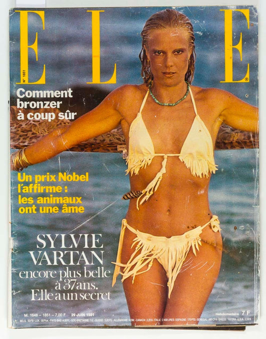 SYLVIE VARTAN Nobel Prize SWIMWEAR Elle June 29 1981 Childrens knitwear 1851 vtg