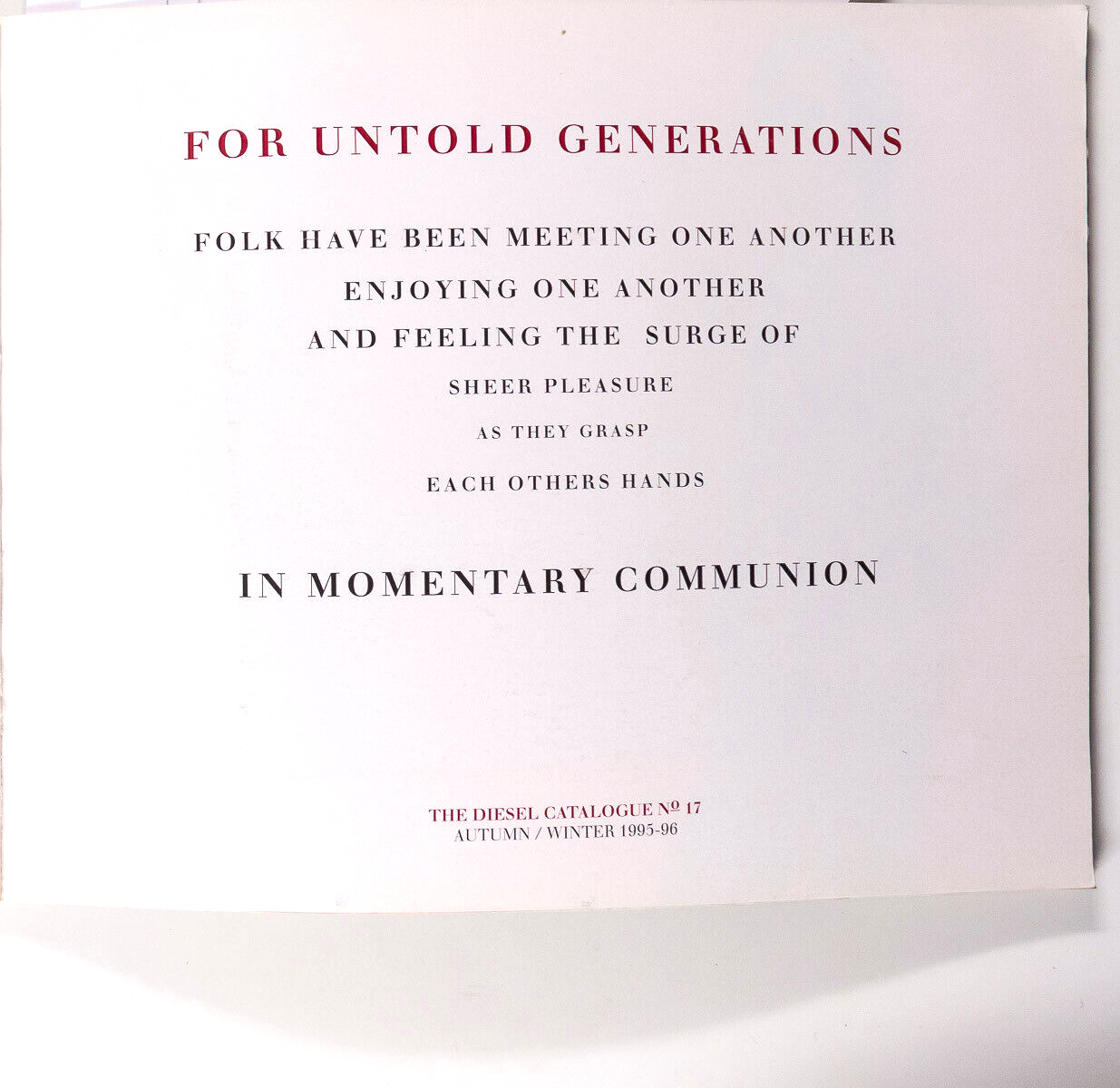 DIESEL lookbook Winter 1995 We Meet CATALOGUE Peter Gehrke VTG women men FASHION