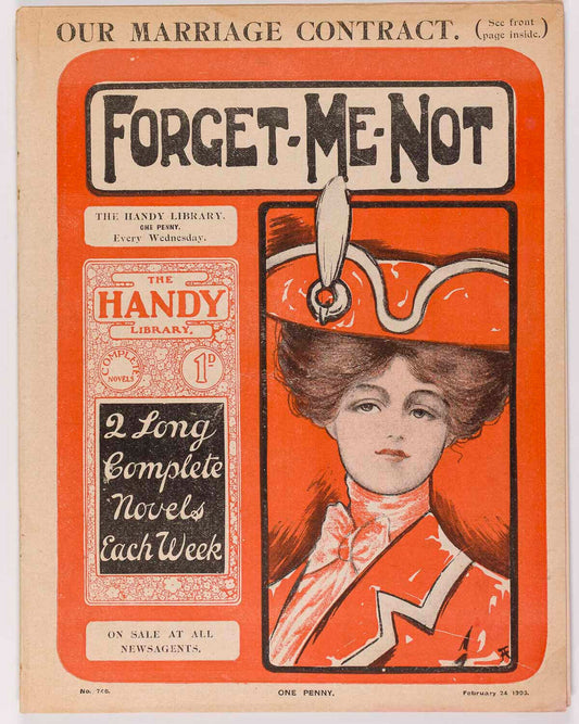 FORGET-ME-NOT Fashion & Novel PENNY MAGAZINE Art Nouveau 1903 Marriage contract