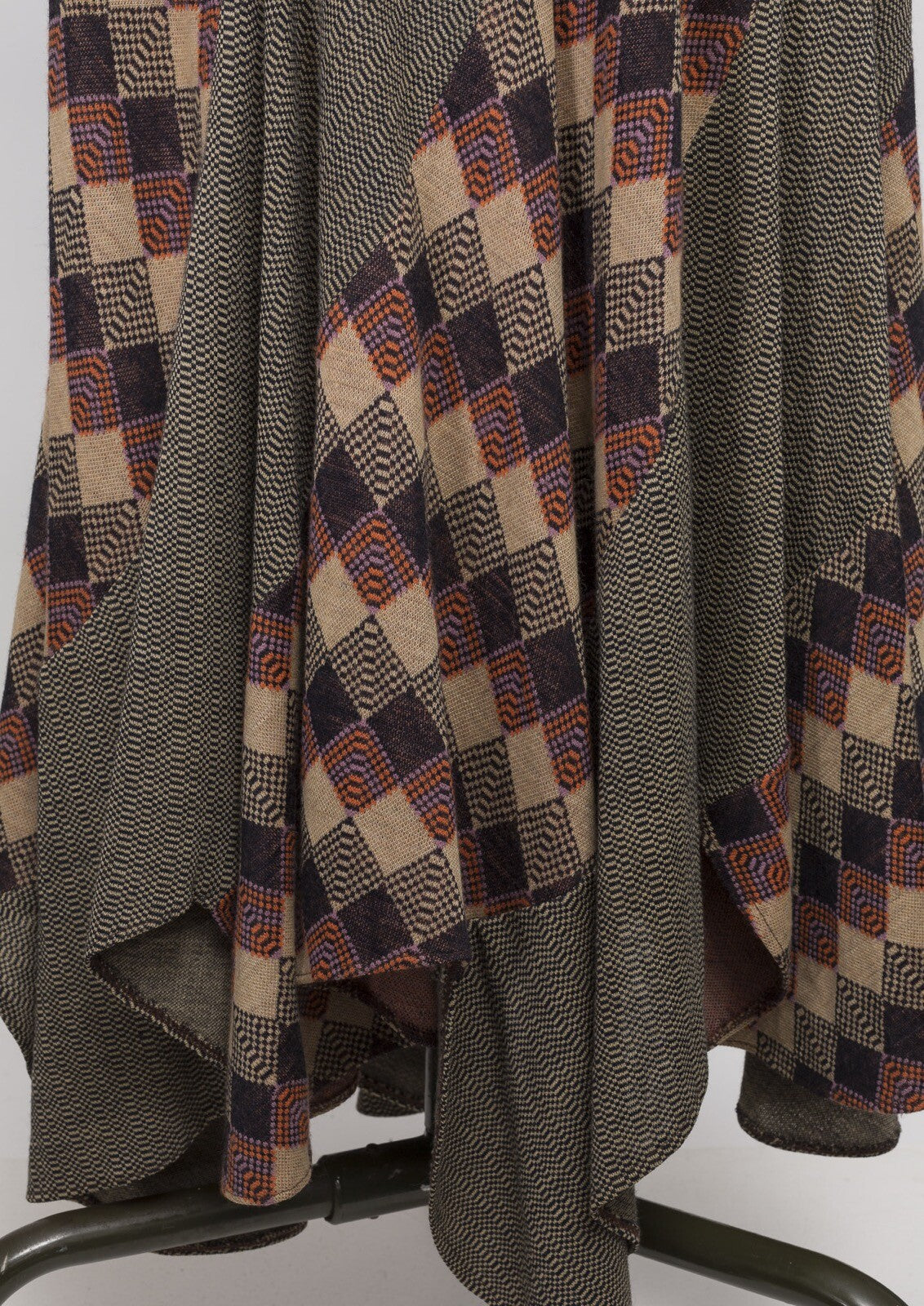 Stirling Cooper WOOL Maxi Asymmetric Skirt SCALLOP HEM Patchwork VTG Herringbone