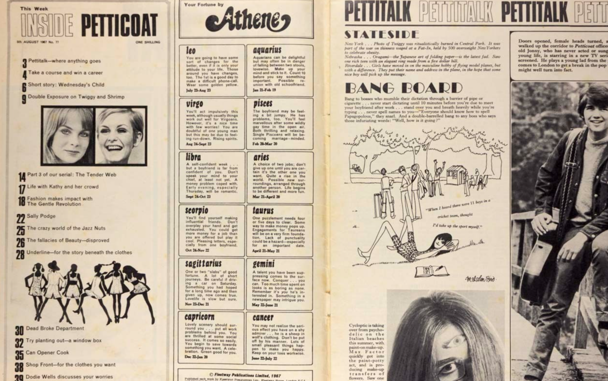 Jean Shrimpton TWIGGY Terence Stamp PETTICOAT magazine August 5 1967 Jonny Ross