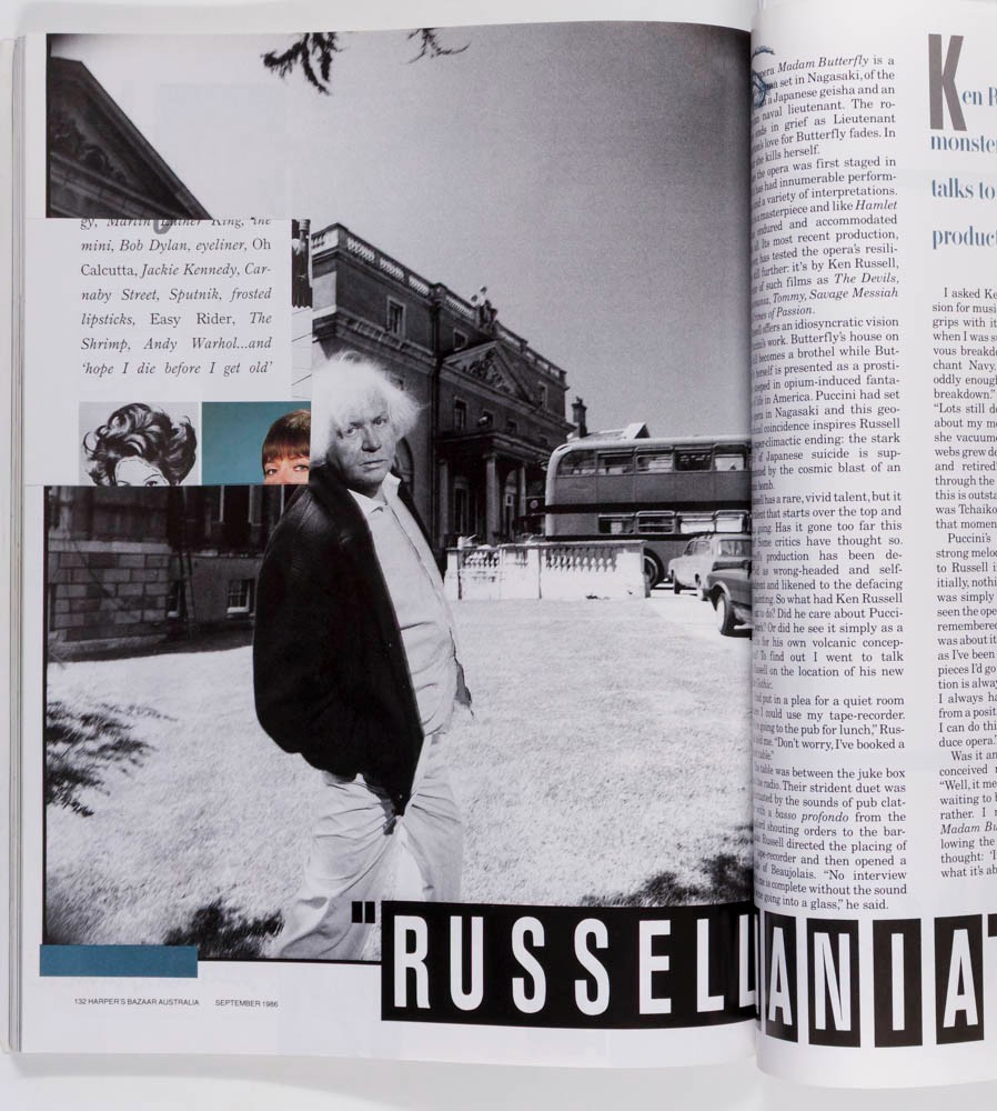 Michelle Eabry AUSTRALIA DESIGNER Ken Russell HARPERS September 1986 Martin Shaw