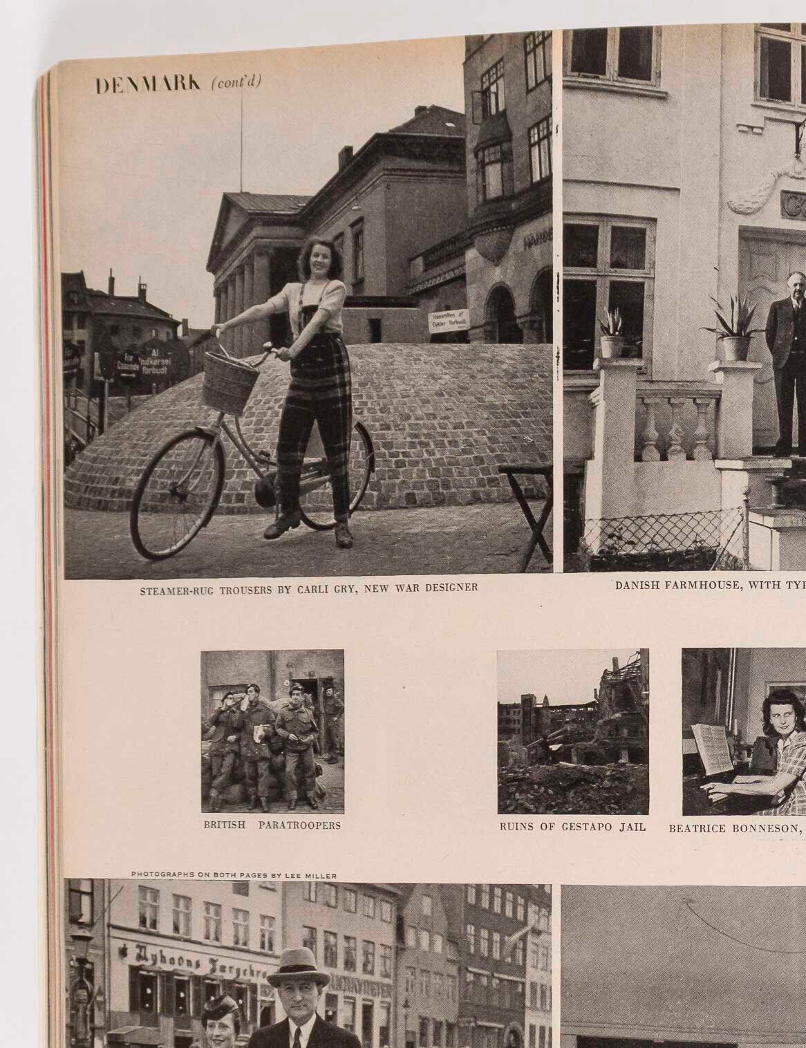 LEE MILLER Denmark BLUMENFELD Rene Bouet-Willaumez ROGER DESCOMBES VOGUE 8/ 1945