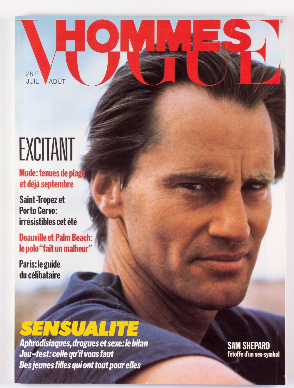 SAM SHEPARD Palm Beach ST TROPEZ Vogue Hommes magazine July 1986 Paris SEX DRUGS