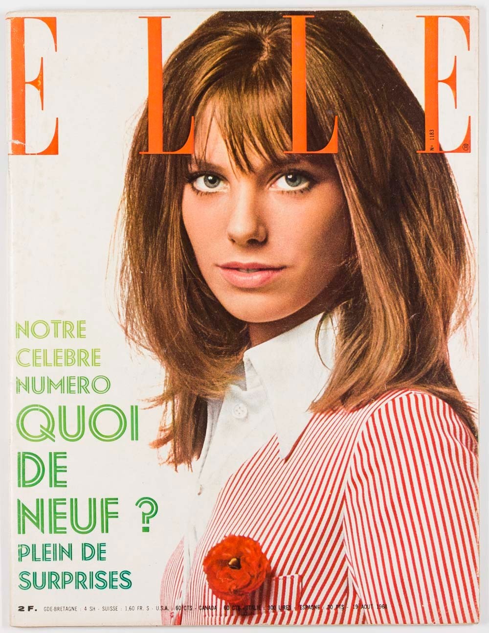 Jane Birkin DAVID BAILEY Mexico Olympics ELLE MAGAZINE August 1968 France TINTIN