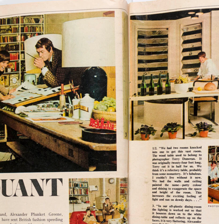 MARY QUANT AT HOME Twiggy LYNN REDGRAVE Alexander Plunket Greene WOMAN Magazine