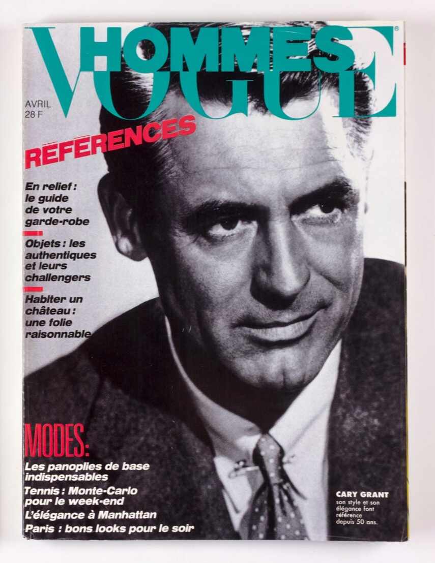 CARY GRANT Manhattan MONTE CARLO Vogue Hommes magazine April 1986 REFERENCES vtg