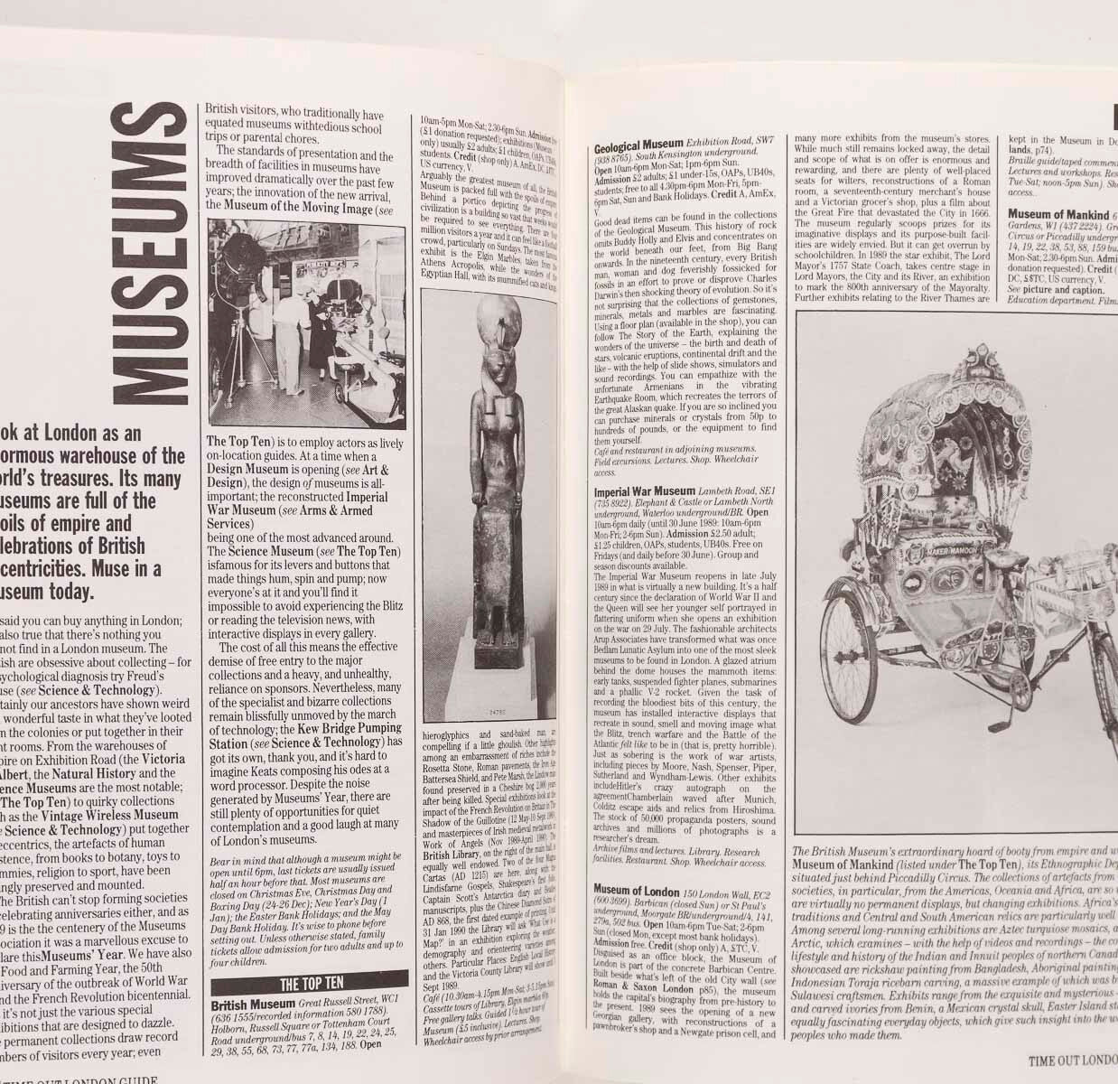 TIME OUT LONDON GUIDE BOOK music MARKETS shops CLUBS gay MUSEUMS magazine 1989