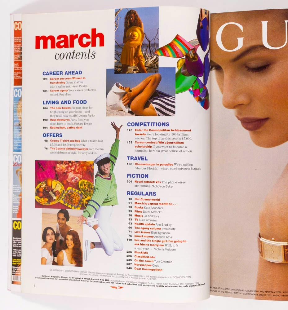 CLAIRE DHELENS Pedro Almodovar MIAMI 20th Anniversary COSMOPOLITAN March 1992 UK