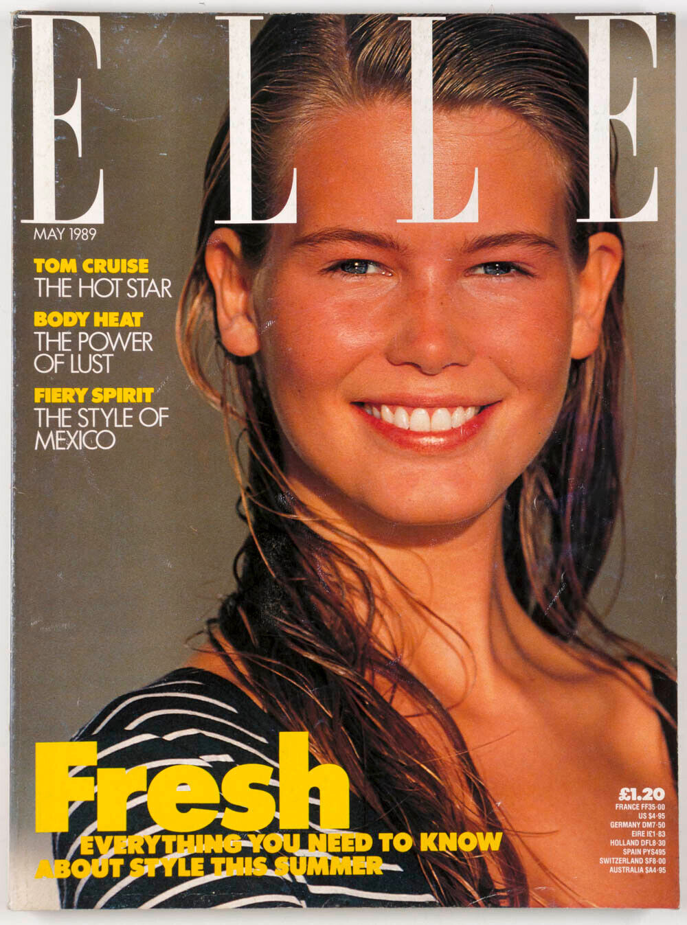 Claudia Schiffer TOM CRUISE Stephanie Seymour GEENA DAVIS Vandela  ELLE magazine