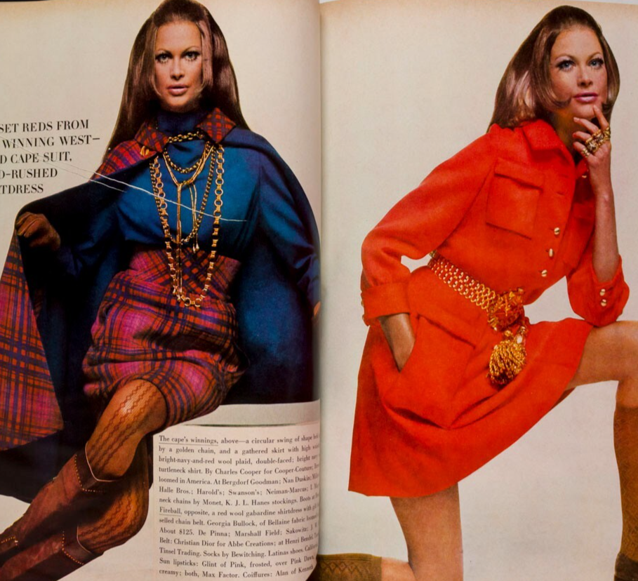 Lauren Hutton TINA AUMONT Norman Parkinson VOGUE August 1968 Veruschka HORST vtg