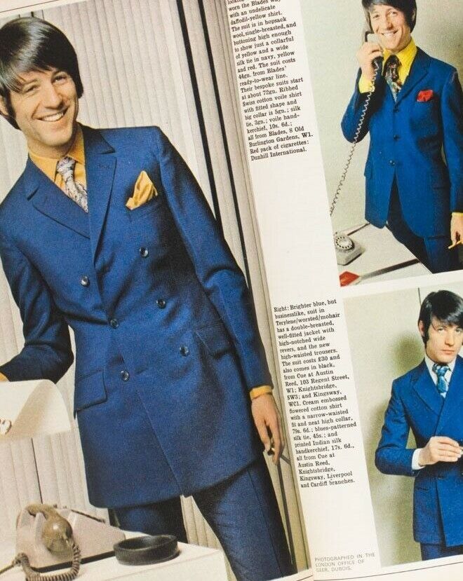 Kaffe Fassett MODS Menswear 1960's men's fashion BLADES suit OBSERVER MAGAZINE