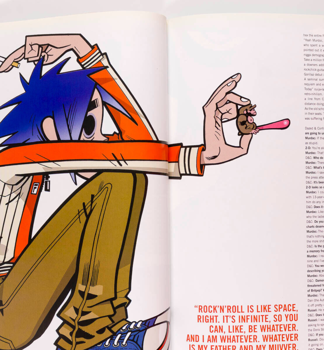 GORILLAZ Jamie Hewlett DAMON ALBARN Jeru DAZED & CONFUSED magazine January 2001