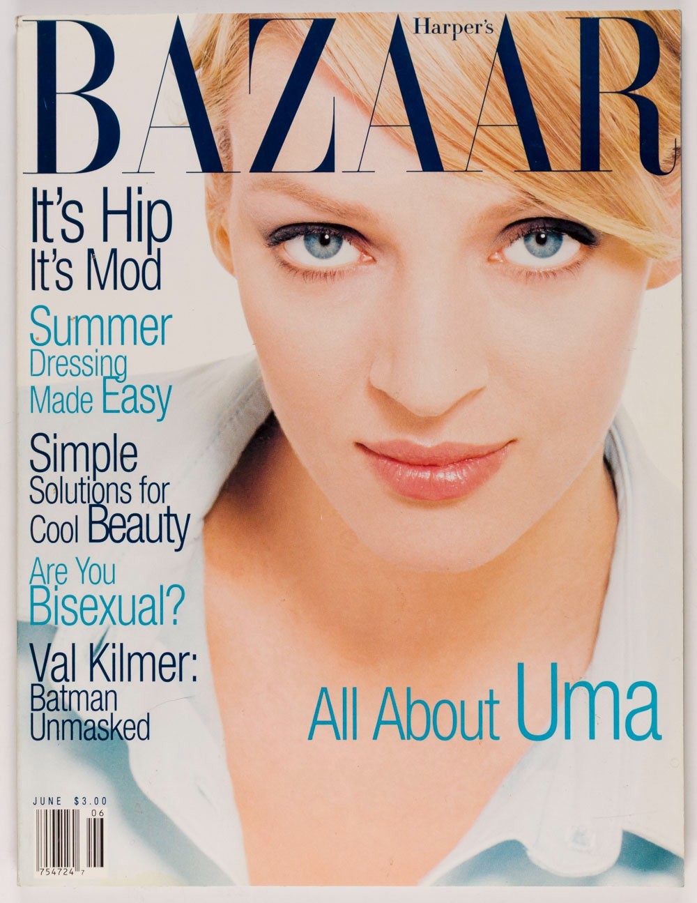 UMA THURMAN Val Kilmer MARIANNE FAITHFULL Harper's US June 1995 Claudia Schiffer