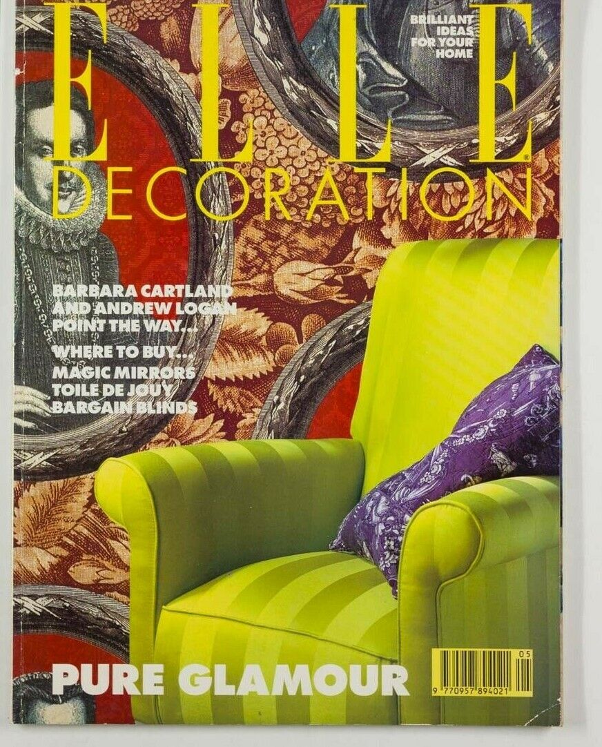 Barbara Cartland TOILE DE JOUY Andrew Logan MIRRORS vtg ELLE Decoration magazine