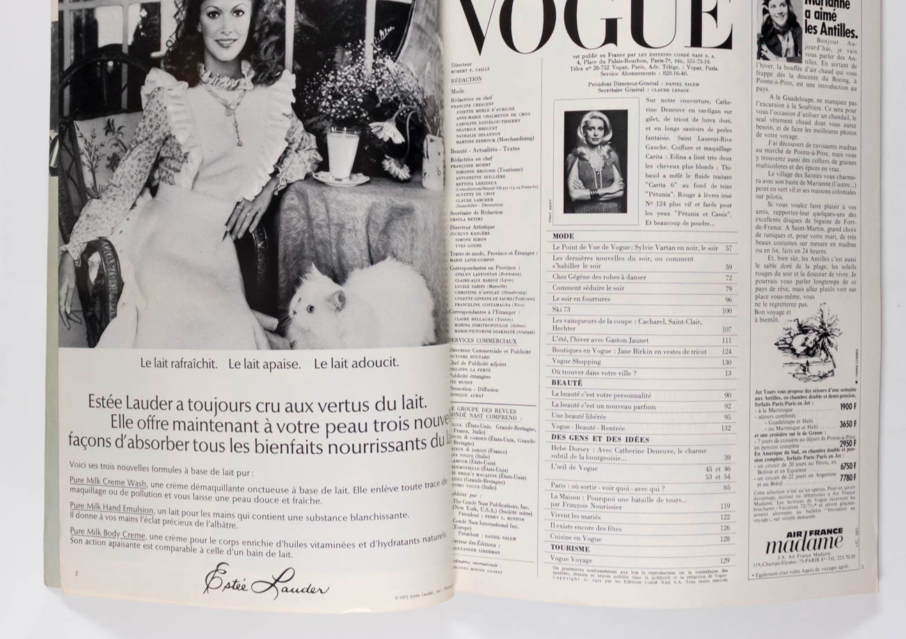Catherine Deneuve GUY BOURDIN Helmut Newton PARIS VOGUE November 1972 Birkin VTG