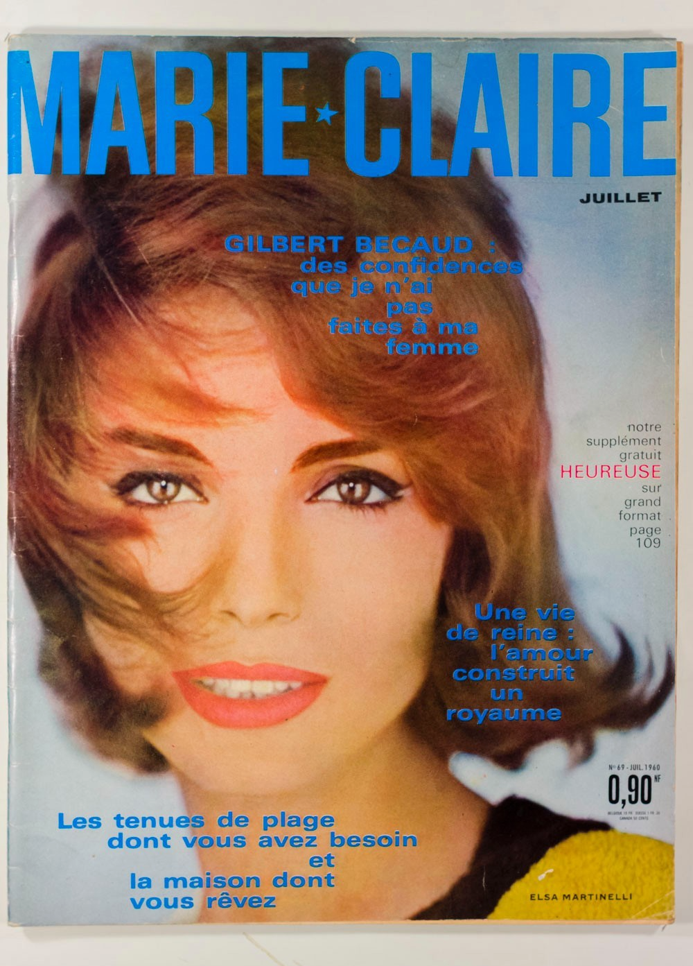 Elsa Martinelli GILBERT BECAUD 60s fashion MARIE CLAIRE magazine July 1960 Paris