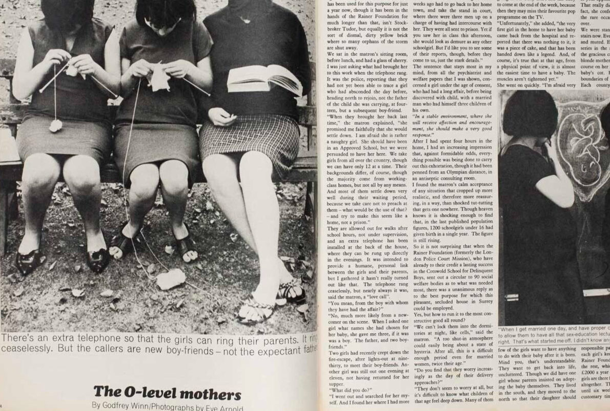 EVE ARNOLD Teenage Mothers POPULATION explosion & control  SUNDAY TIMES MAGAZINE