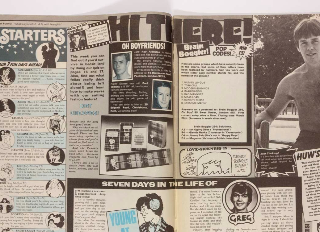 Bob Geldof NICK KAMEN Thin Lizzy OH BOY magazine March 1982 Julian Cope SOFTCELL