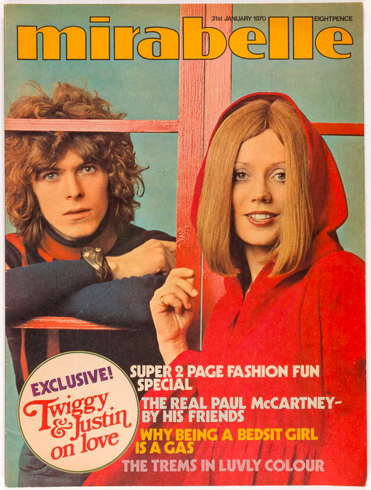 DAVID BOWIE Paul McCartney TWIGGY Mirabelle magazine January 1970 Susan George