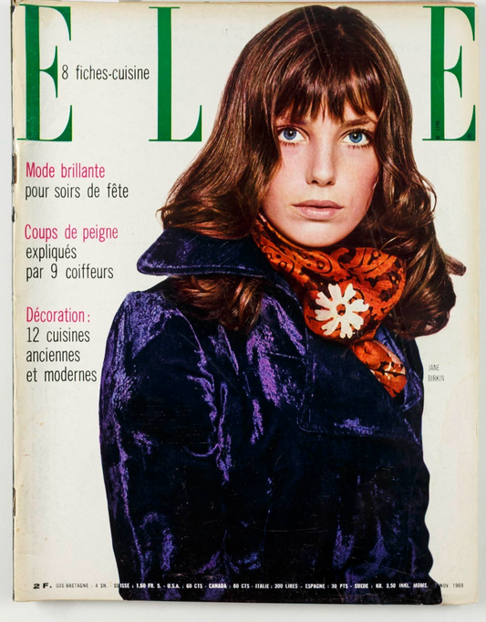 Jane Birkin RITA HAYWORTH Peter Knapp ELLE MAGAZINE 3 November 1969 France 1246