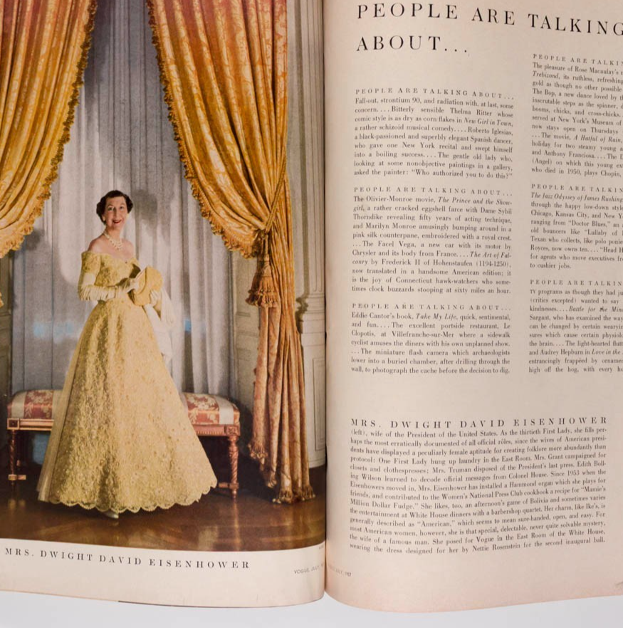 Anne St Marie RENE BOUCHE Bridal VOGUE July 1957 Marmie Eisenhower HORST Vevean