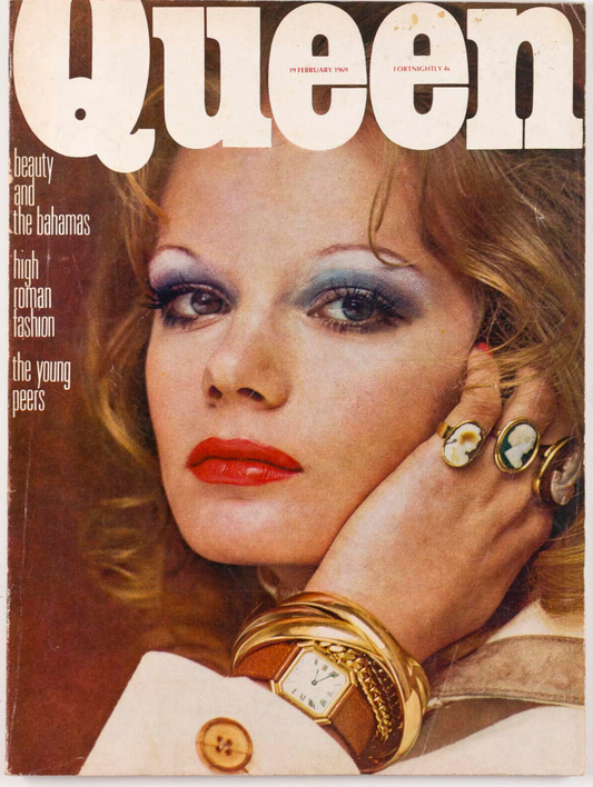 Cartier HELMUT NEWTON Cathee Dahmen QUEEN magazine Feb 1969 Benedetta Barzini UK