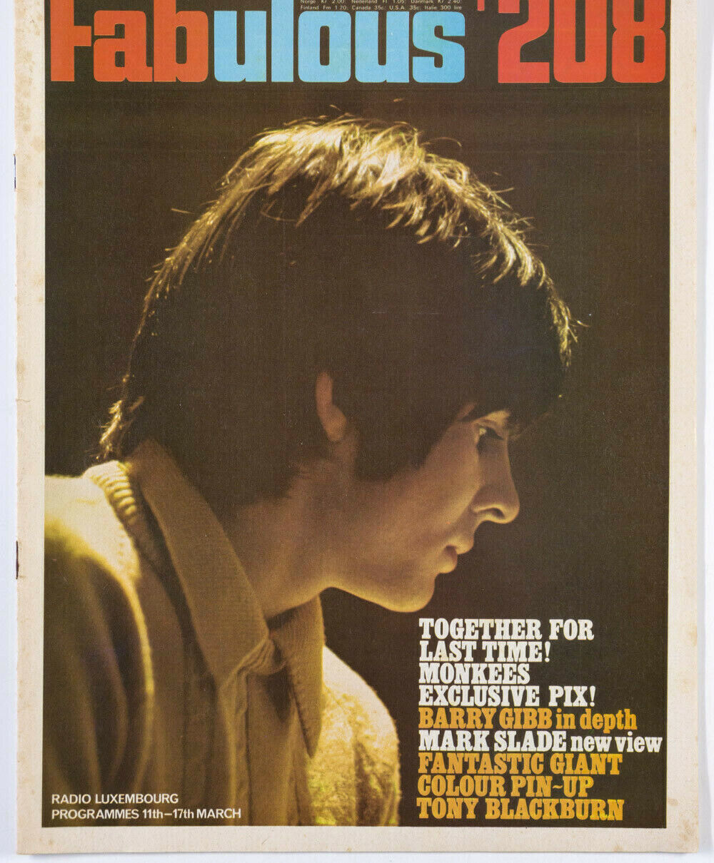 BARRY GIBB Terence Stamp MONKEES Graham Knight PETER TORK  Fabulous 208 magazine