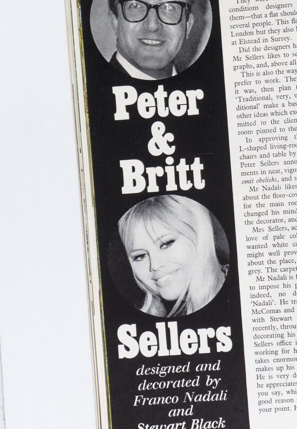 Peter Sellers Britt Ekland MILES ROHE Gloria Vanderbilt HOUSE & GARDEN magazine