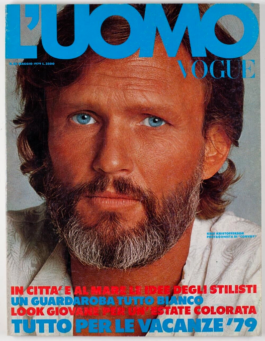 Kris Kristofferson A STAR IS BORN Holiday issue ~ L'UOMO VOGUE vtg men's fashion