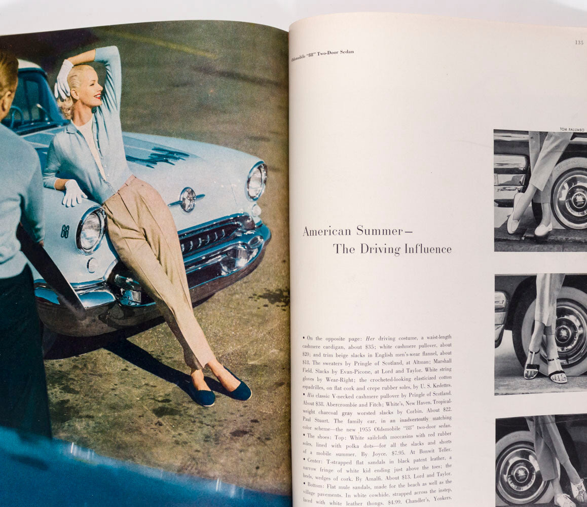 RICHARD AVEDON Suzy Parker LOUISE DAHL-WOLFE Harper's Bazaar 1955 May OLDSMOBILE
