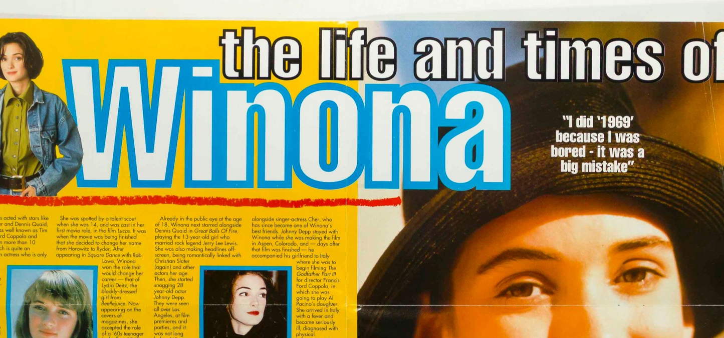 WINONA RYDER Giant Poster Zine Magazine HOT MOVIES Star Folio 1993 Star Folio 1