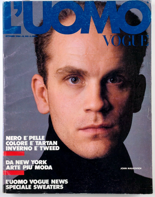 John Malkovich KEITH HARING Barry Kamen ALDO FALLAI L'uomo Vogue October 1984