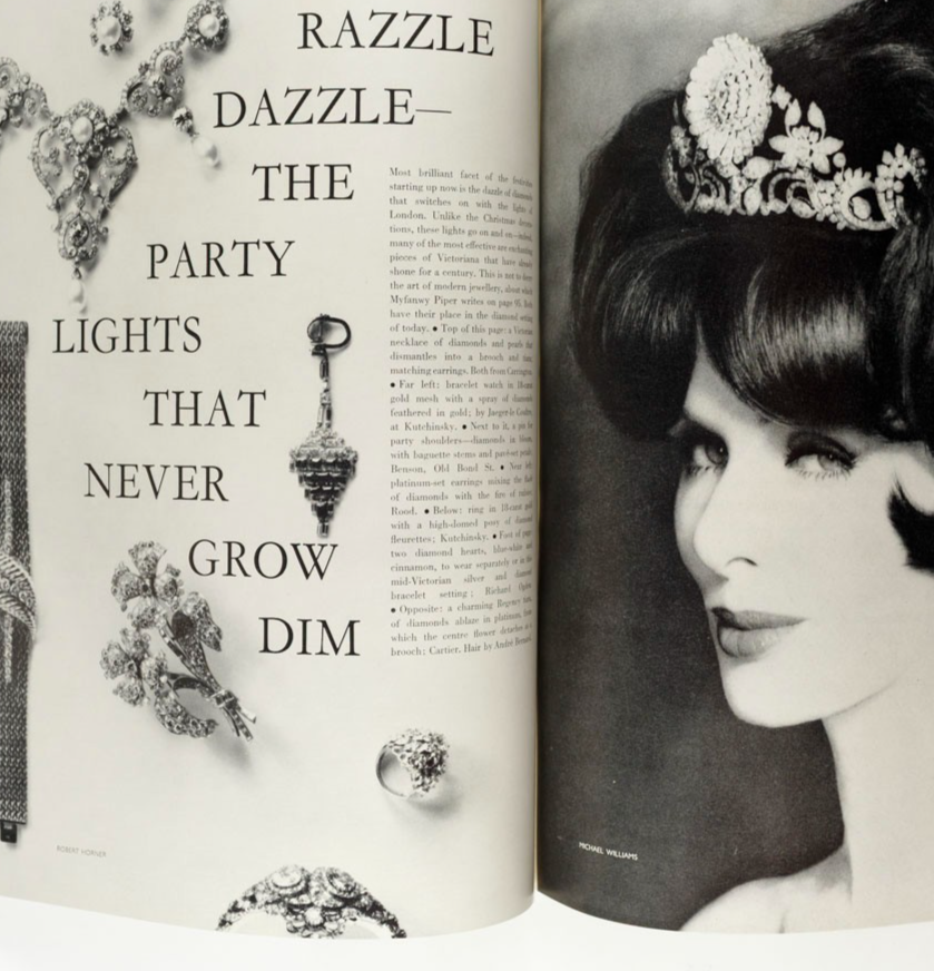 Maggi Eckardt SEAN KENNY Hardy Amies HARPERS BAZAAR December 1961 Daisy Fellowes