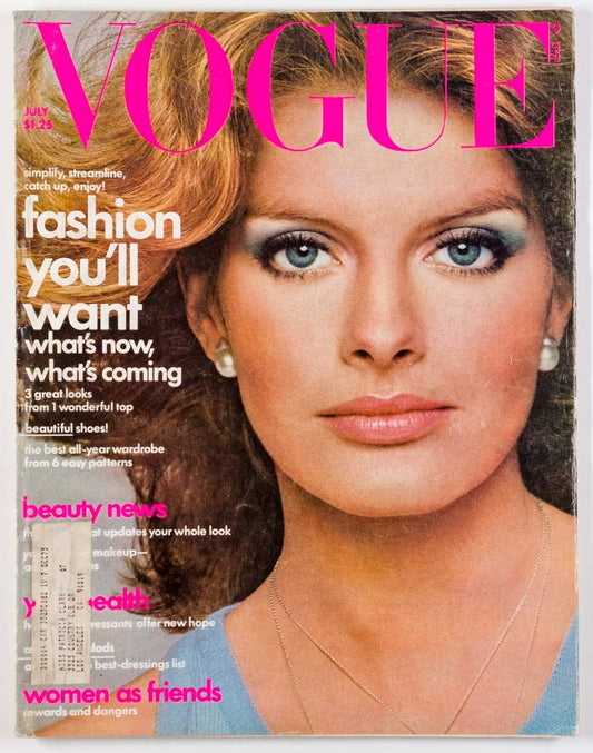 RENE RUSSO Dalila di Lazzaro DEBORAH TURBEVILLE Vogue US July 1975 50th birthday