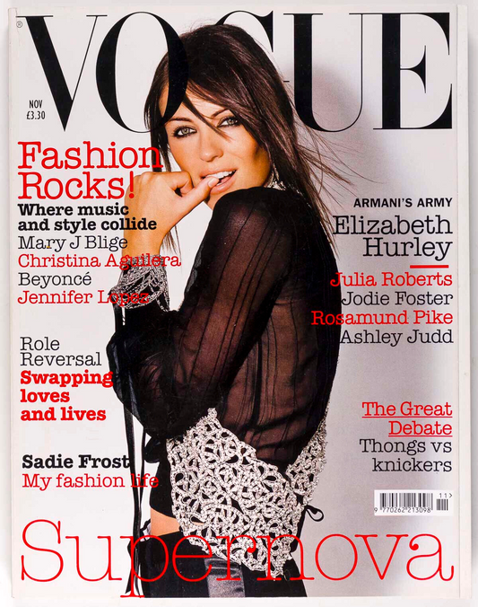 Elizabeth Hurley SHARON TATE Vogue November 2003 Xtina SOPHIA LOREN Dylan JLo UK