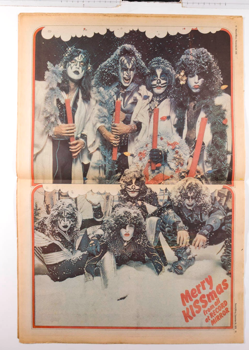 KISS POSTER Merry Christmas from Record Mirror magazine 🇬🇧 UK December 25 1976