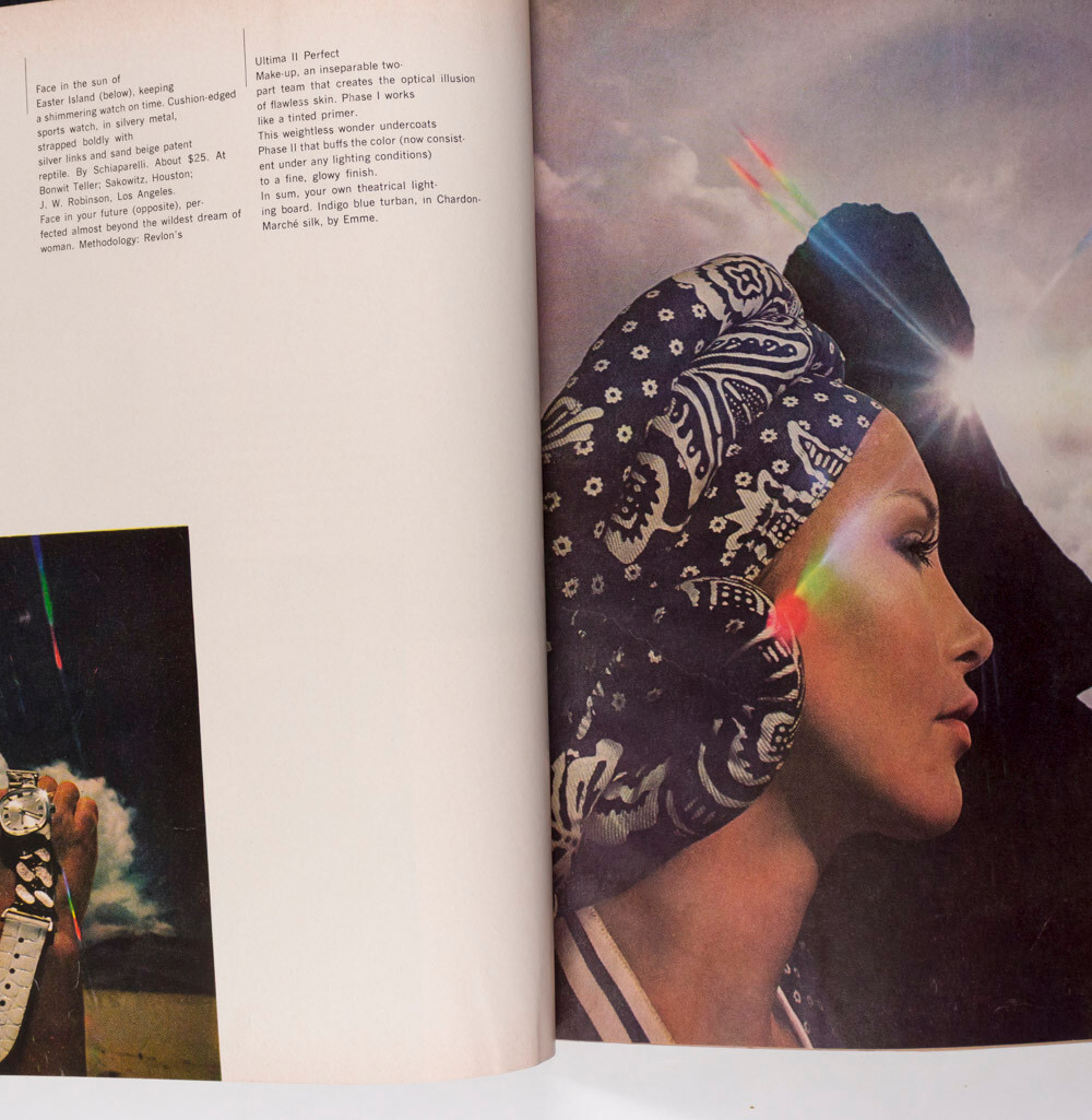 Heide Wiedeck EASTER ISLANDS Chile BILL BRANDT Harpers Bazaar May 1970 vtg INDIA