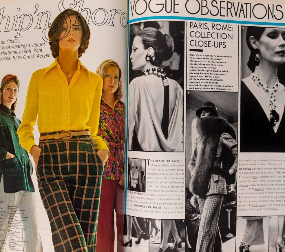 KAREN GRAHAM Avedon JON VOIGHT Vogue Sept 1972 Collections OSCAR DE LA RENTA vtg