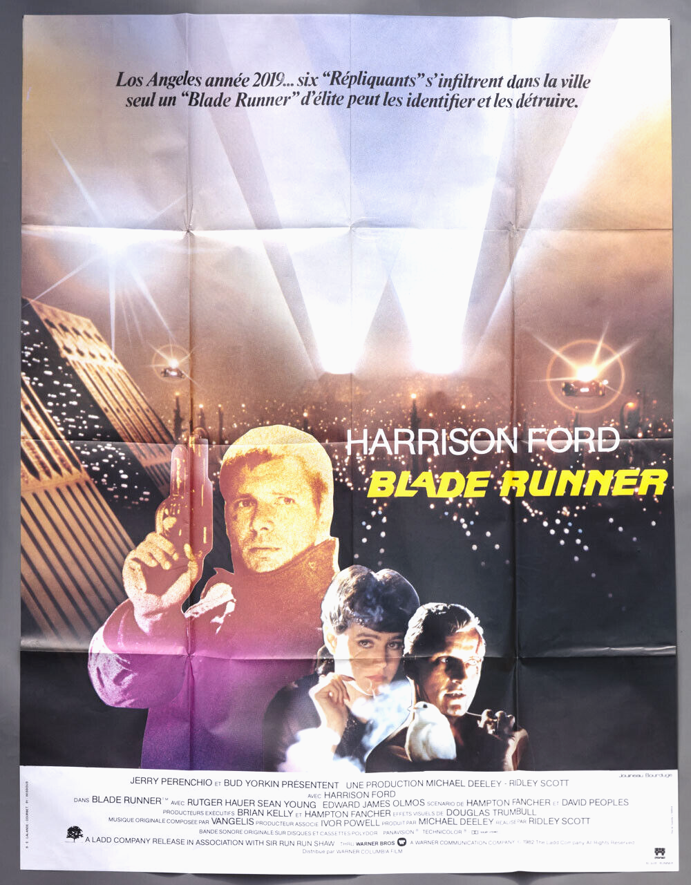 BLADE RUNNER Vtg FRENCH 62 44" Film Poster HARRISON FORD Sean Young RUTGER HAUER