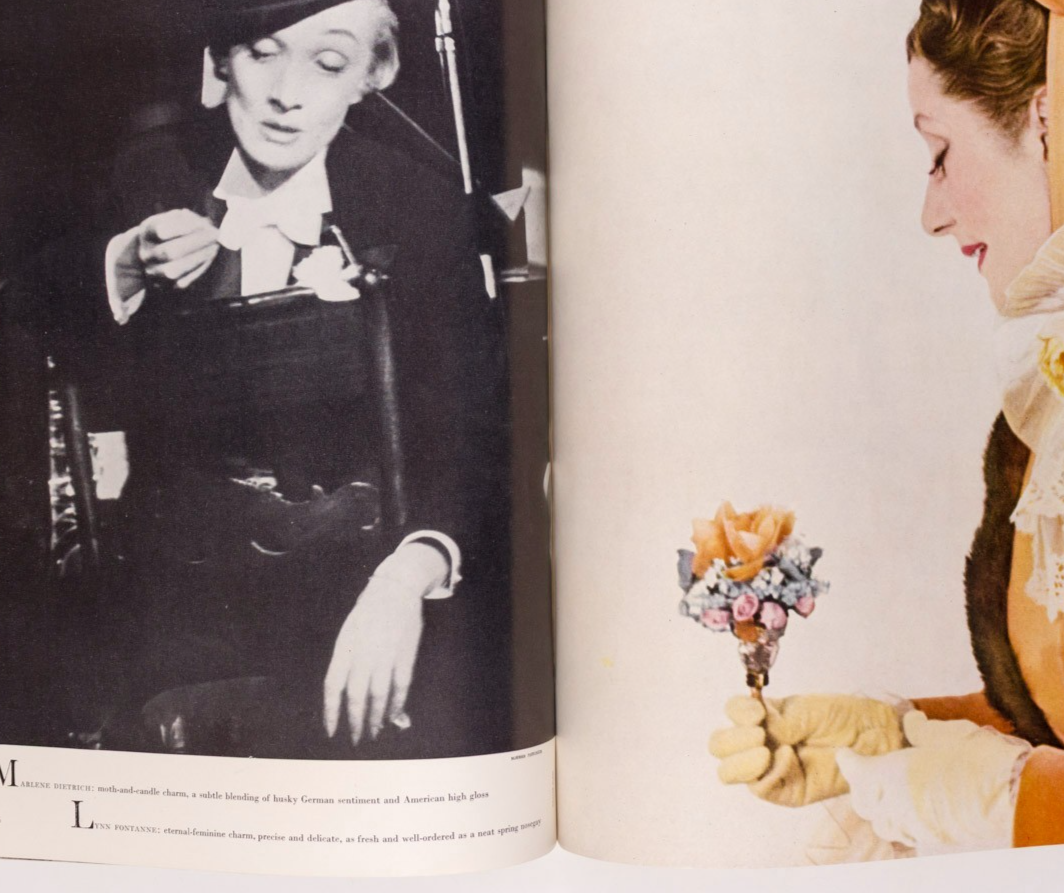 Mary Jane Russell VIVIEN LEIGH Marlene Dietrich VOGUE 1955 November NOEL COWARD
