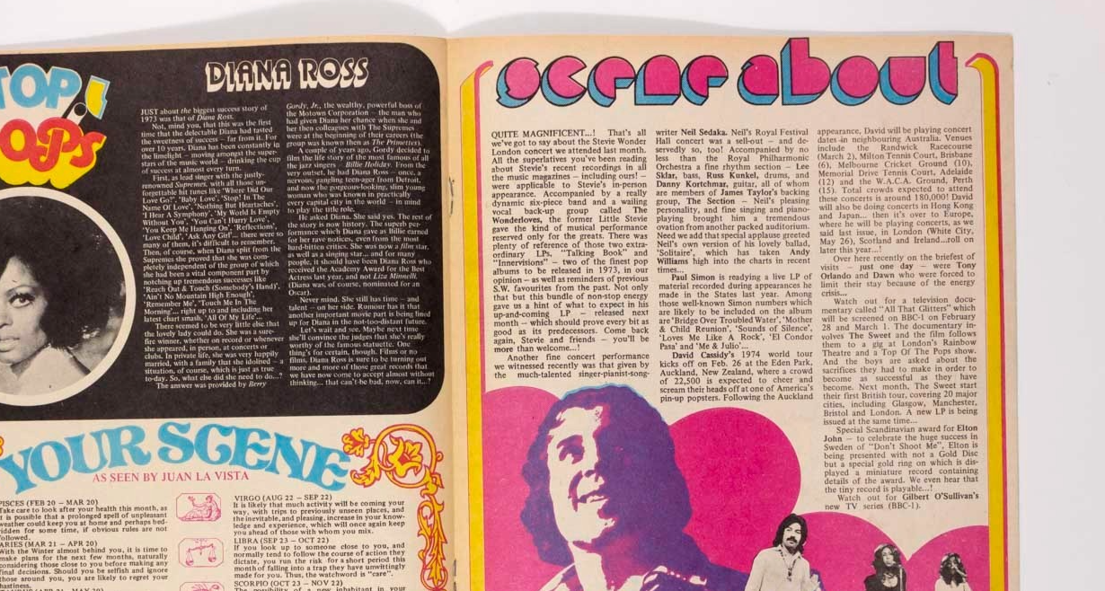 The Sweet 10CC Diana Ross DISCO 45 magazine February 1974 Marc Bolan COSY POWELL