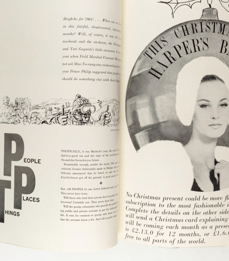 Maggi Eckardt SEAN KENNY Hardy Amies HARPERS BAZAAR December 1961 Daisy Fellowes