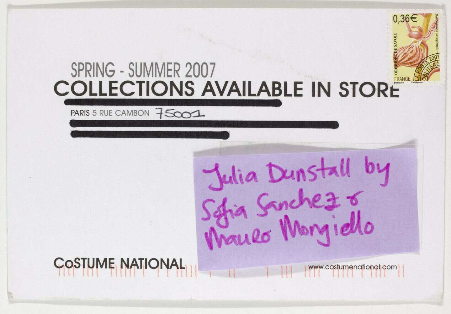 JULIA DUNSTALL Mauro Mongiello SOFIA SANCHEZ Costume National 2007 s/s POSTCARD