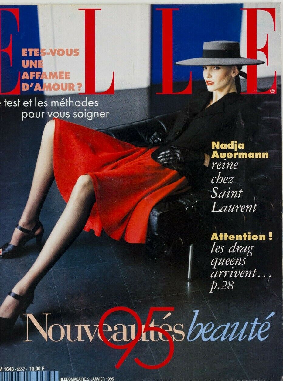 Nadja Auermann EVA HERZIGOVA Victoria Abril YSL Drag Queens FRENCH ELLE magazine